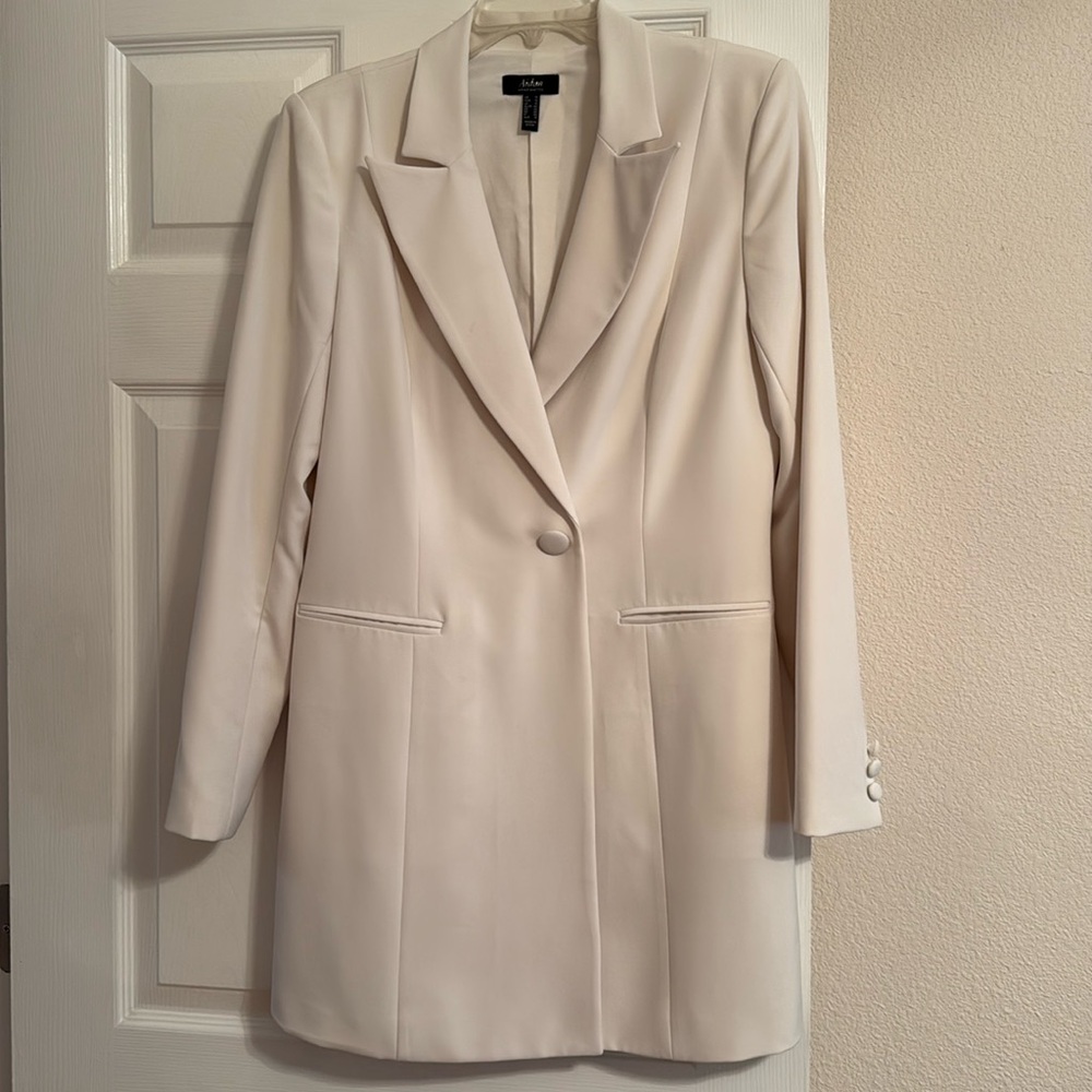 Gorgeous, white, tuxedo dress